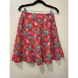 Bentley Arbuckle Vintage Red Floral Rayon A-Line Mini Skirt Made in USA Size 2